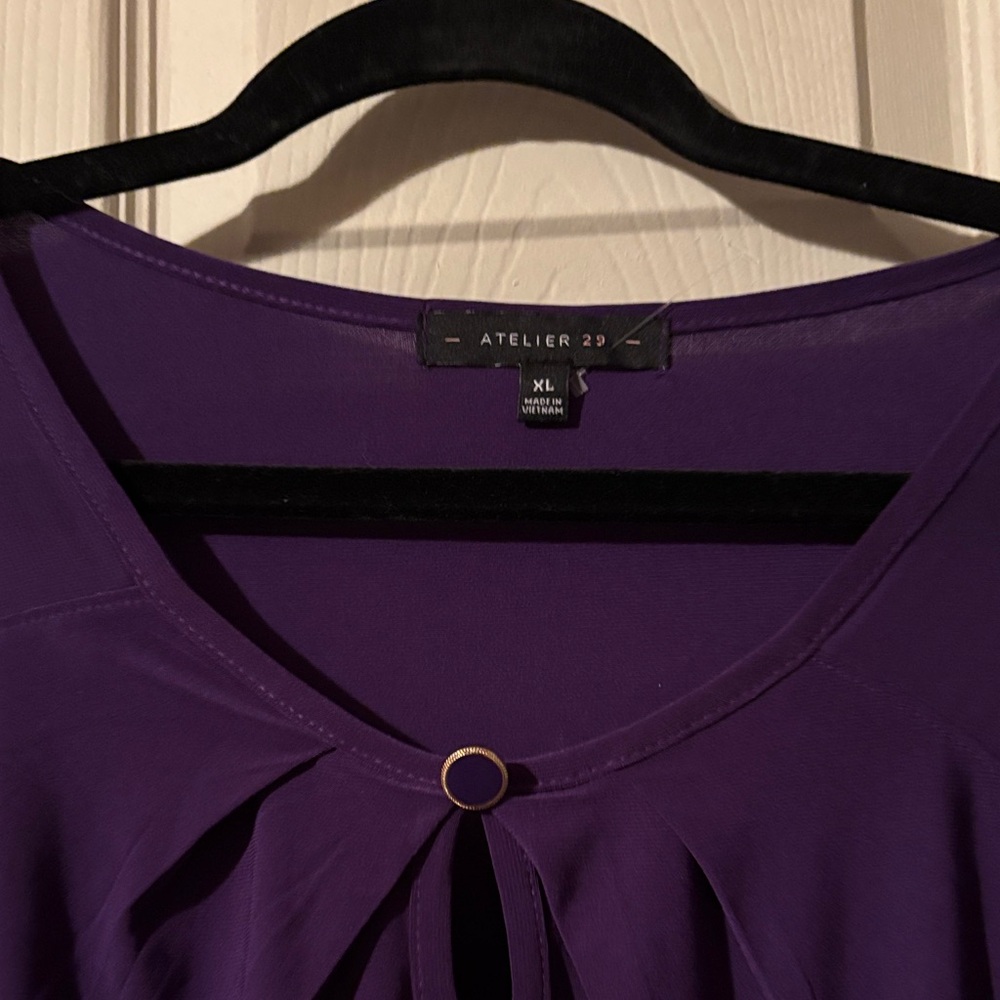 Atelier 29 Purple Chiffon Keyhole Blouse - Picture 2 of 6